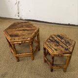 Pair of small side tables / Rattan sofa ends