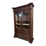 Renaissance style hunting lodge library in carved oak circa