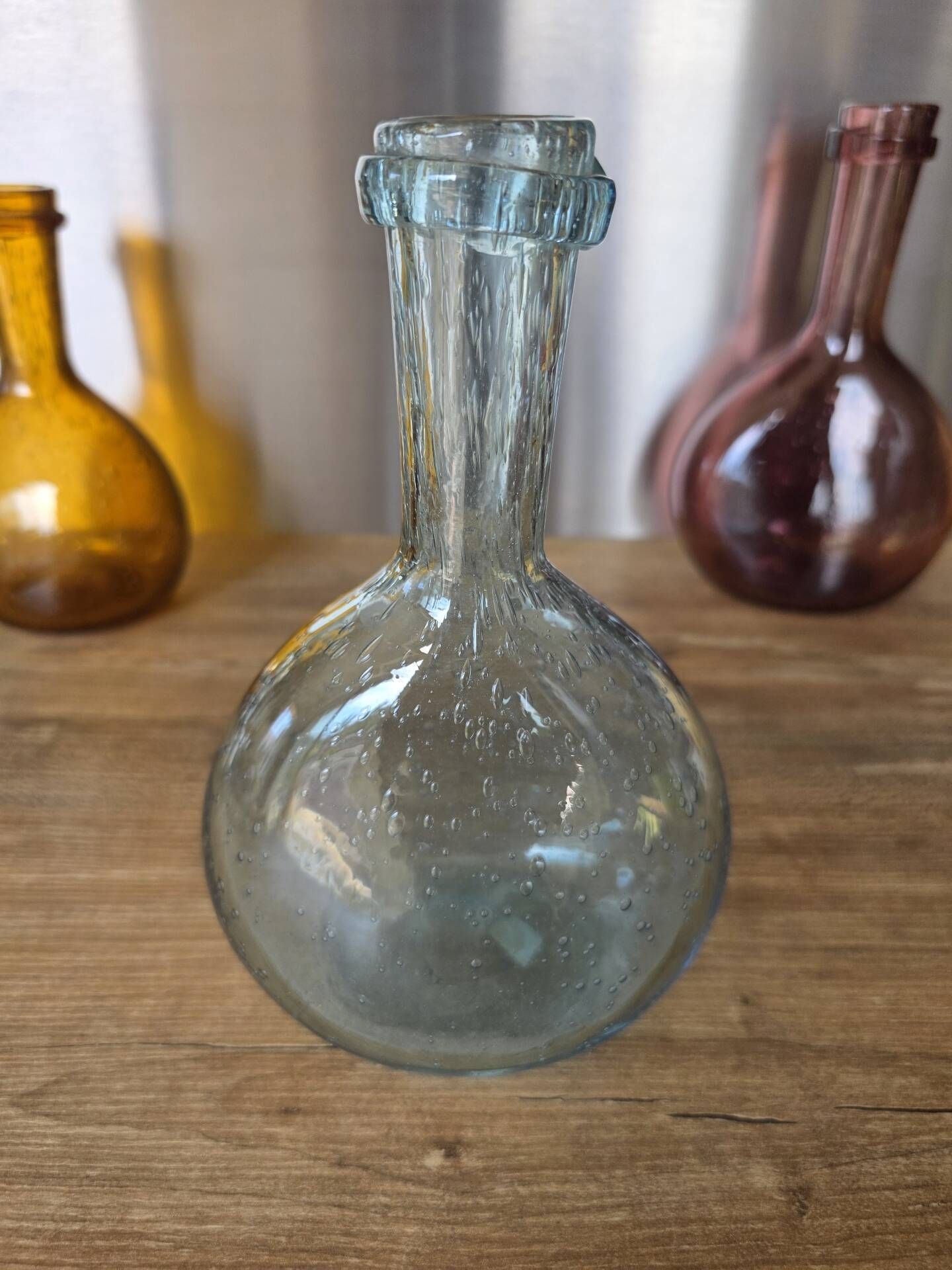 Lot 3 carafes / flacons verre bullé de Biot
