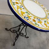 Outdoor table signed Grandi Maioliche Ficola hand-painted Italy