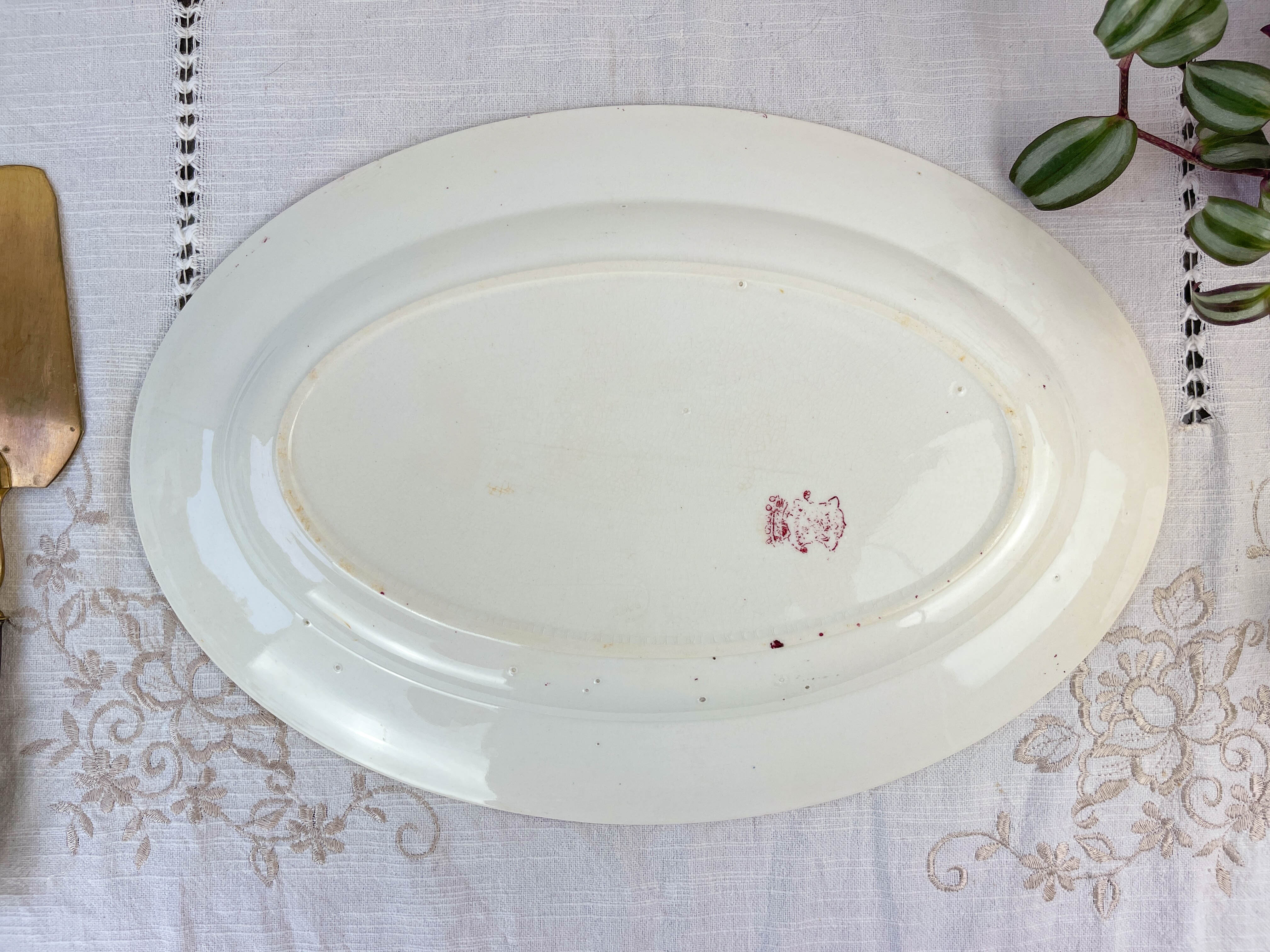 Vintage oval dish Longwy Red Iron Earth