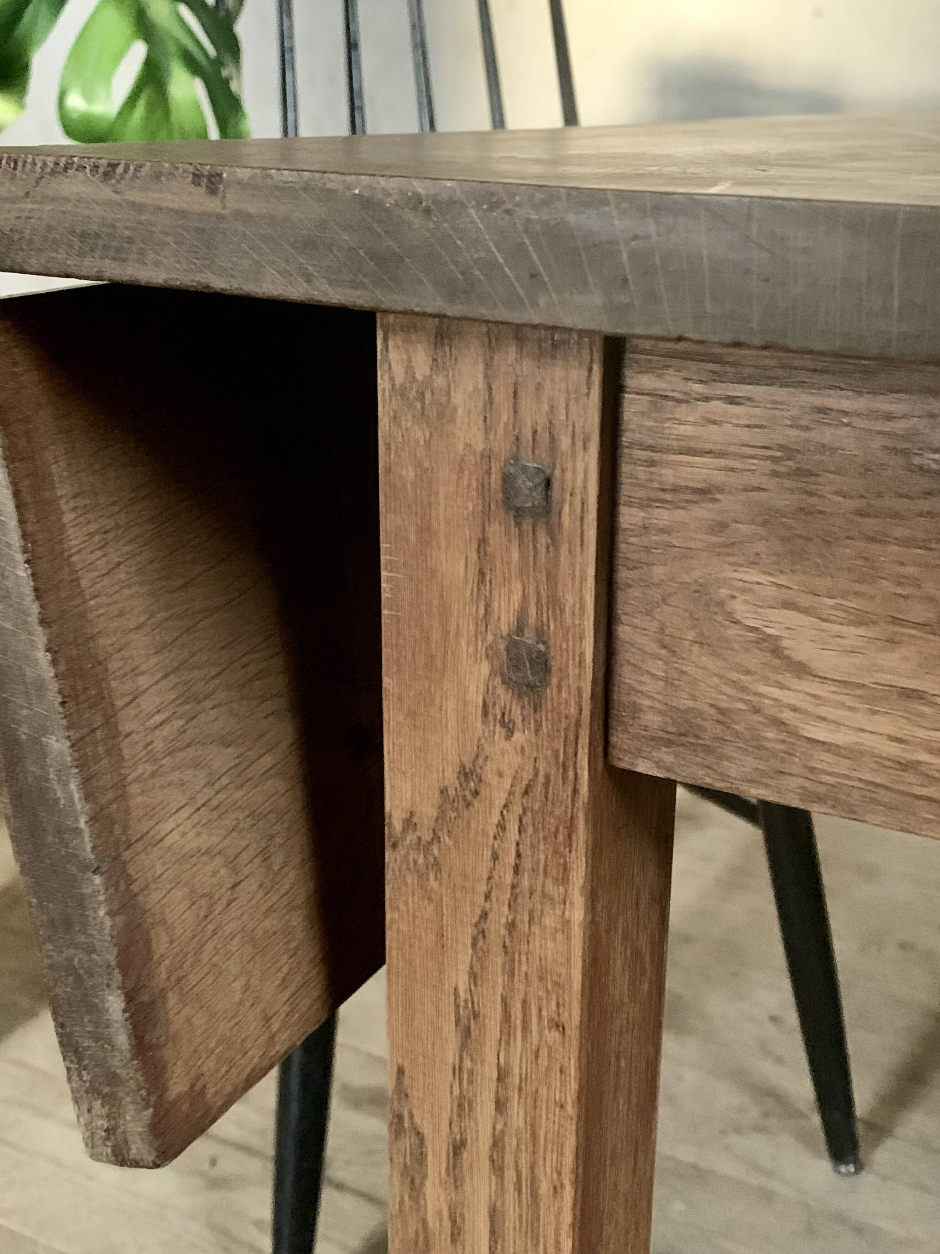Vintage solid oak drop leaf farmhouse table