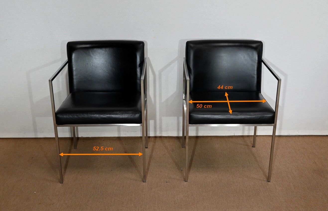 Pair of square armchairs, imitation leather – 1970