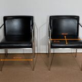Pair of square armchairs, imitation leather – 1970