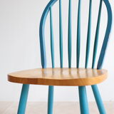 Pair of vintage Scandinavian Windsor chairs with blue bars