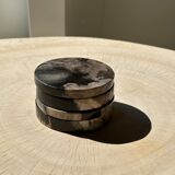 Set of 4 fossilized wooden coasters