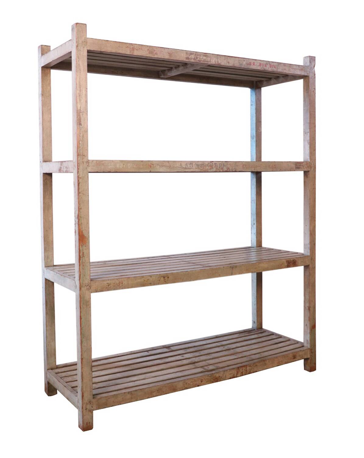 Teak bookshelf with original off-white patina.