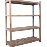 Burmese teak bookcase shelf with original ecru patina