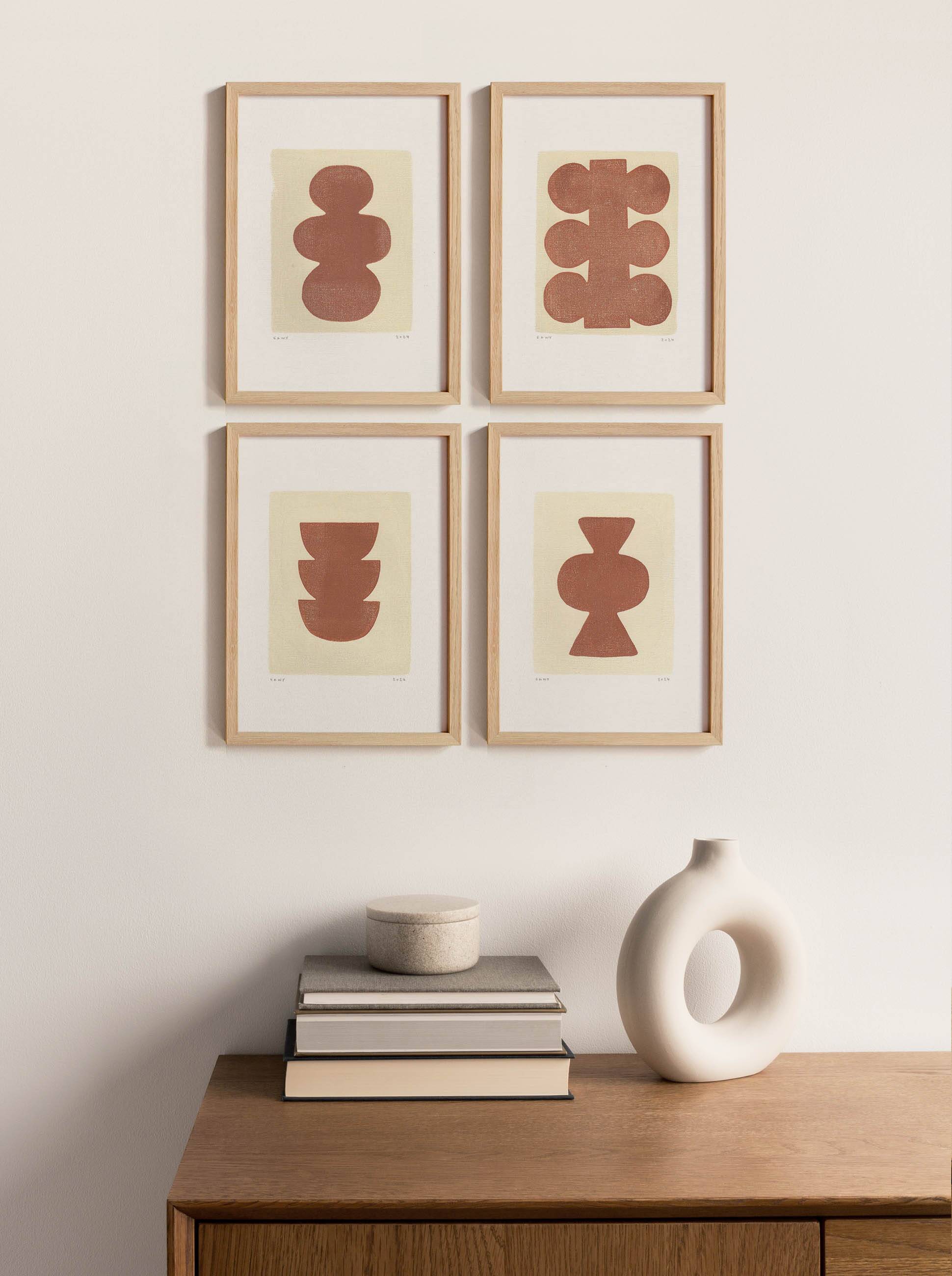 Collection of 4 terracotta paintings signed eawy