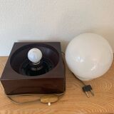 ▪️Modernist Minimalist Space Age Cubic Plastic and Glass Globe Lamp