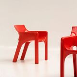 Set of 4 red "Gaudi" armchairs by Vico Magistretti for Artemide