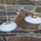 Lot de 4 suspensions en opaline blanche festonnée art Deco
