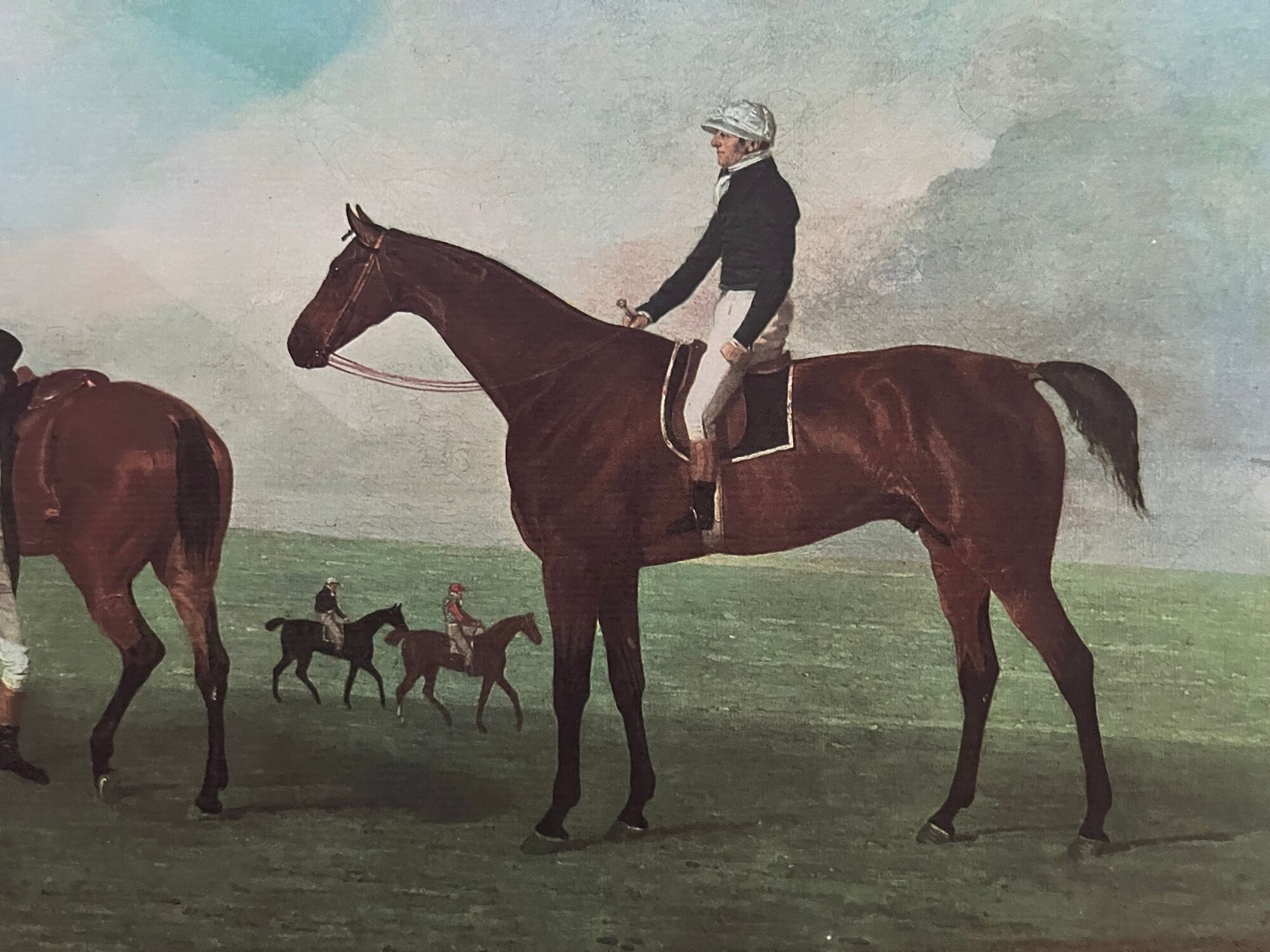 English watercolor reproduction of 20th century equestrian horse