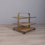 VINTAGE 1960S MAGAZINE RACK IN BRASS AND VIENNA STRAW ITALIAN DESIGN