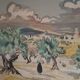 Large lithograph signed by Yves Brayer. Provençal landscape.