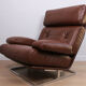 Un fauteuil lounge Nucleus en cuir marron Tetrad vintage des années 50.