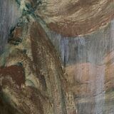 Oil on canvas signed female nude the curtain