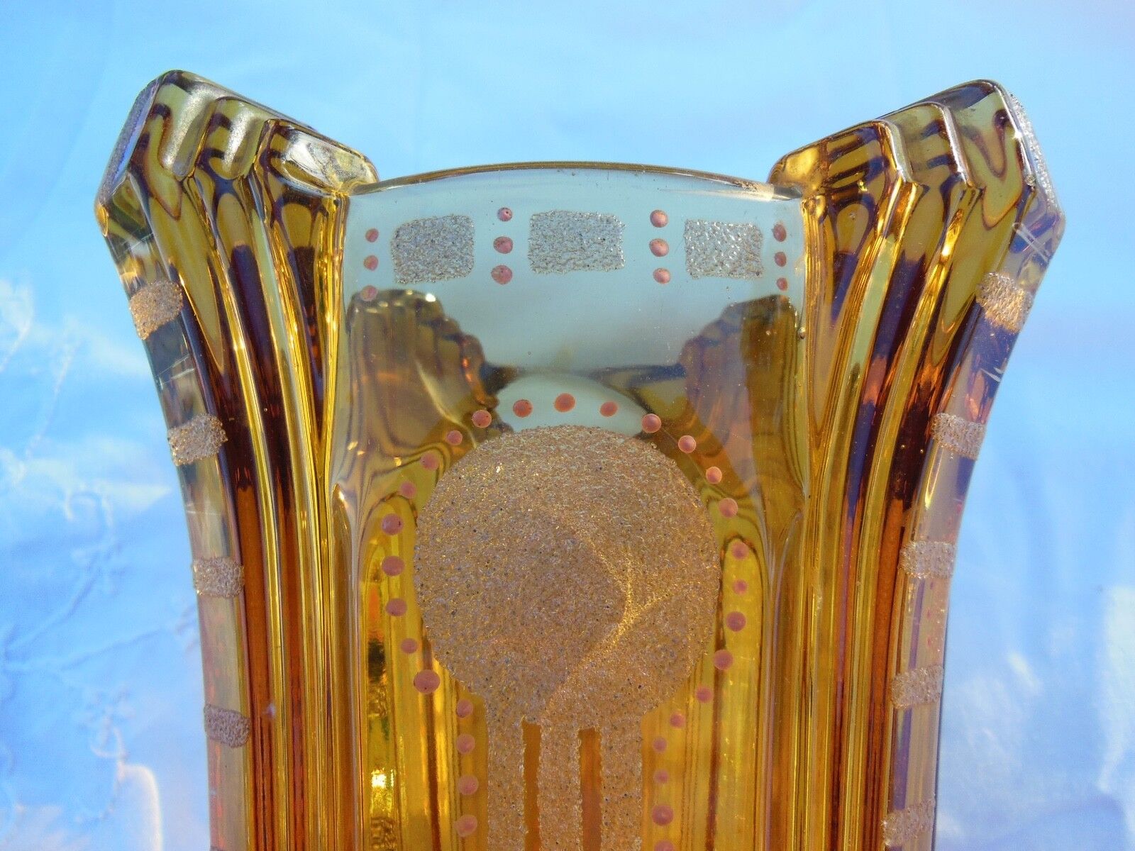 Art deco granite vase cleared with acid & enamelled