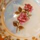6 mismatched dessert plates decorated with roses