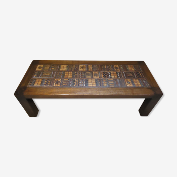Coffee table - roland zobel - ceramics & wood - middle 20th