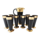Vintage 1950s black and gold glass lemonade service.