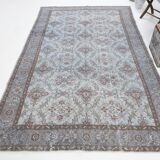 6x10 Rug For Living Room Bordered Blue Turkish Vintage Area Rug, 184x301Cm SK 1512