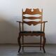Vintage Brutalist Oak Razorblade Green Striped Armchair by H Kjærnulf, 1960