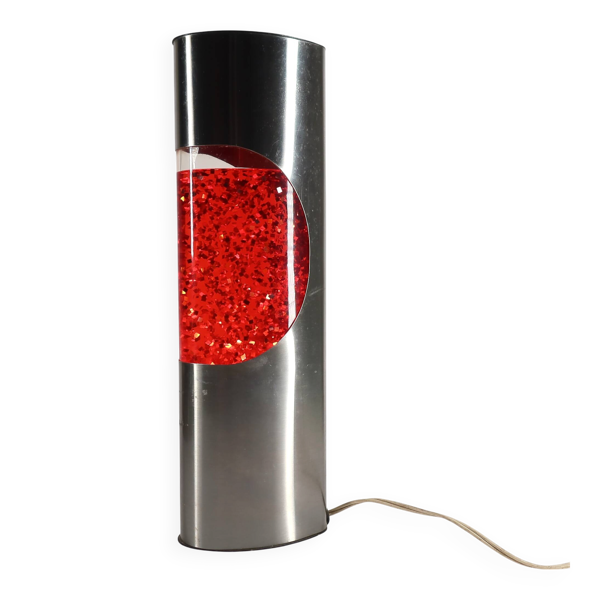 Lampe décorative rétro à paillettes rouges – design métal brossé