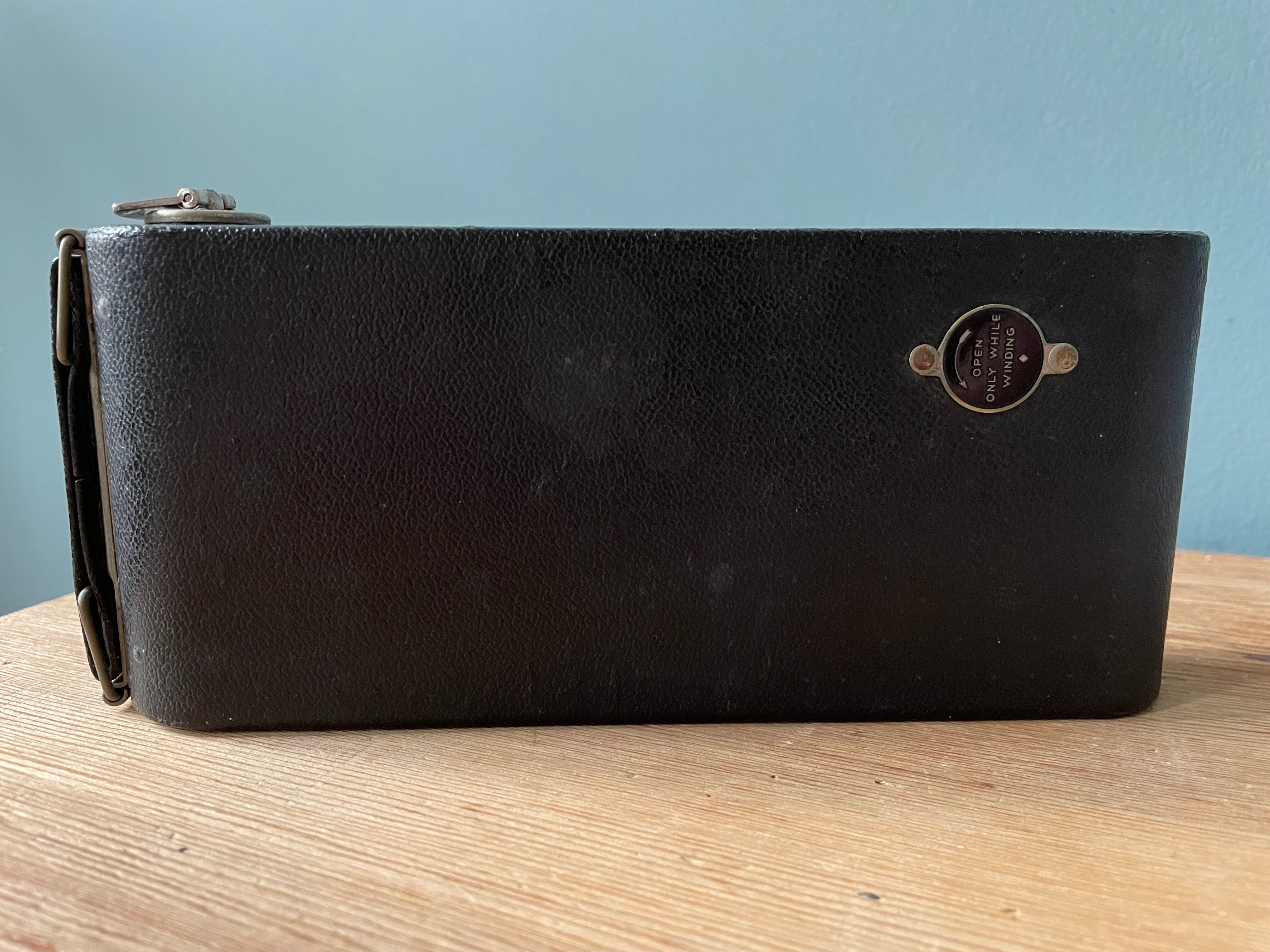 Old Kodak Brownie Six 16 folding bellows camera with leather case