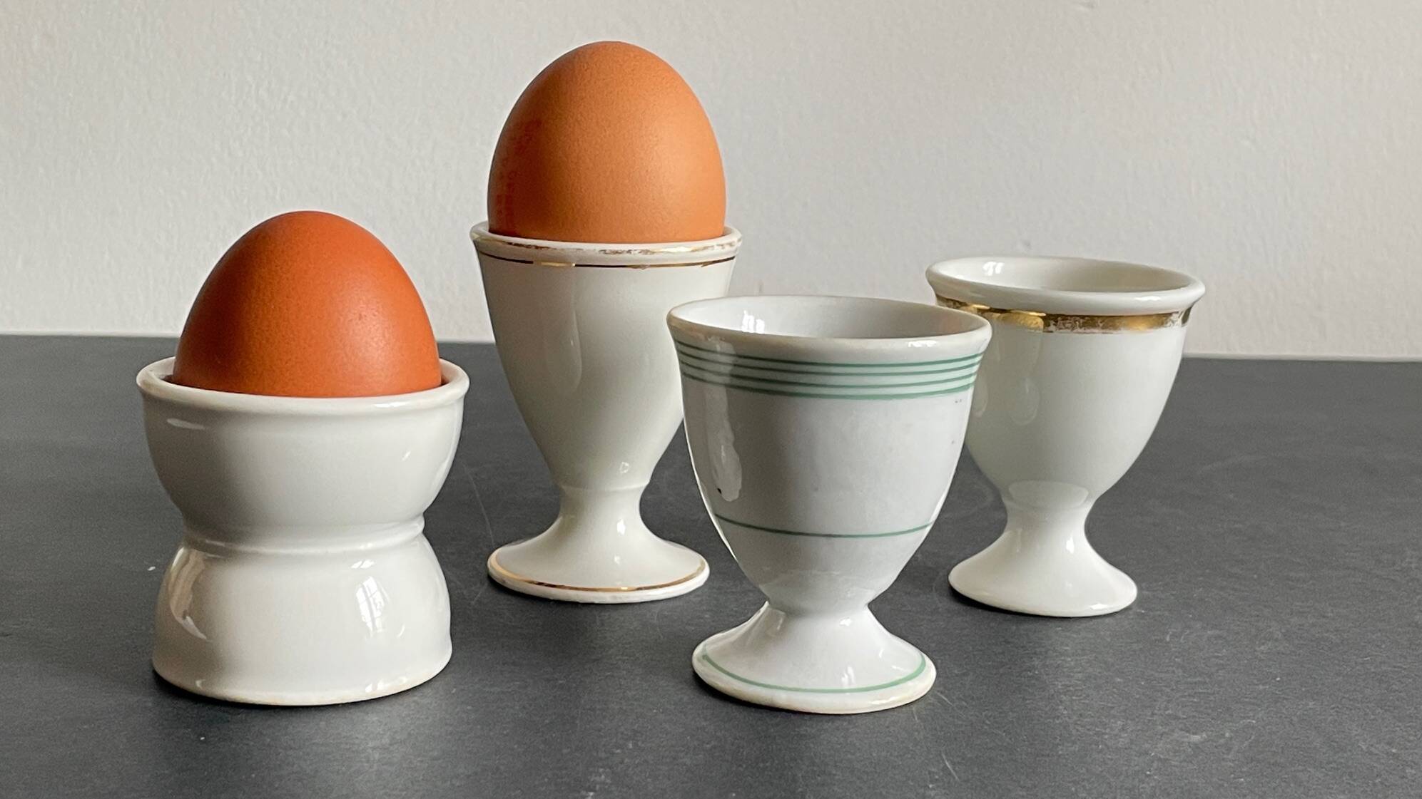 4 antique ceramic egg cups