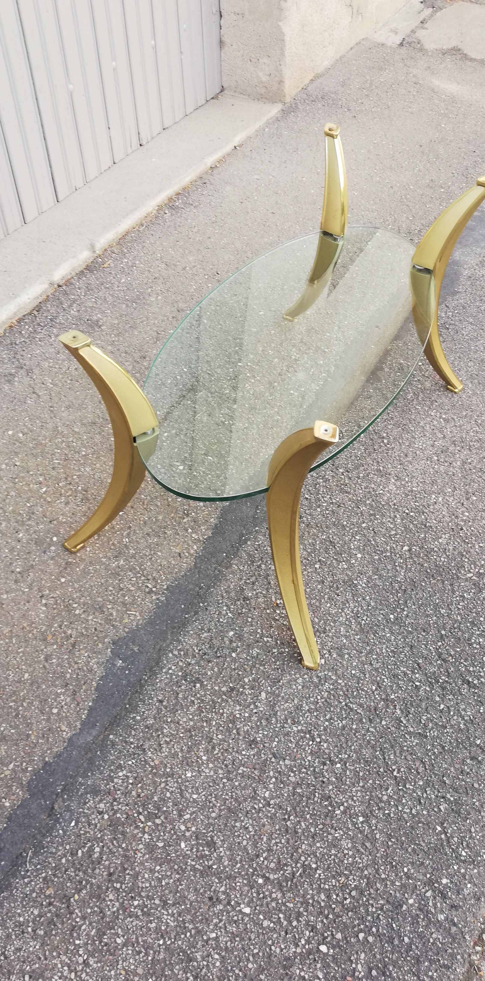 Vintage bronze and glass coffee table