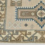 3x6 Cream Blue Oriental Vintage Rug, 109x187Cm