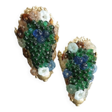 Murano wall sconces – coloured grape glass, bronze anemone