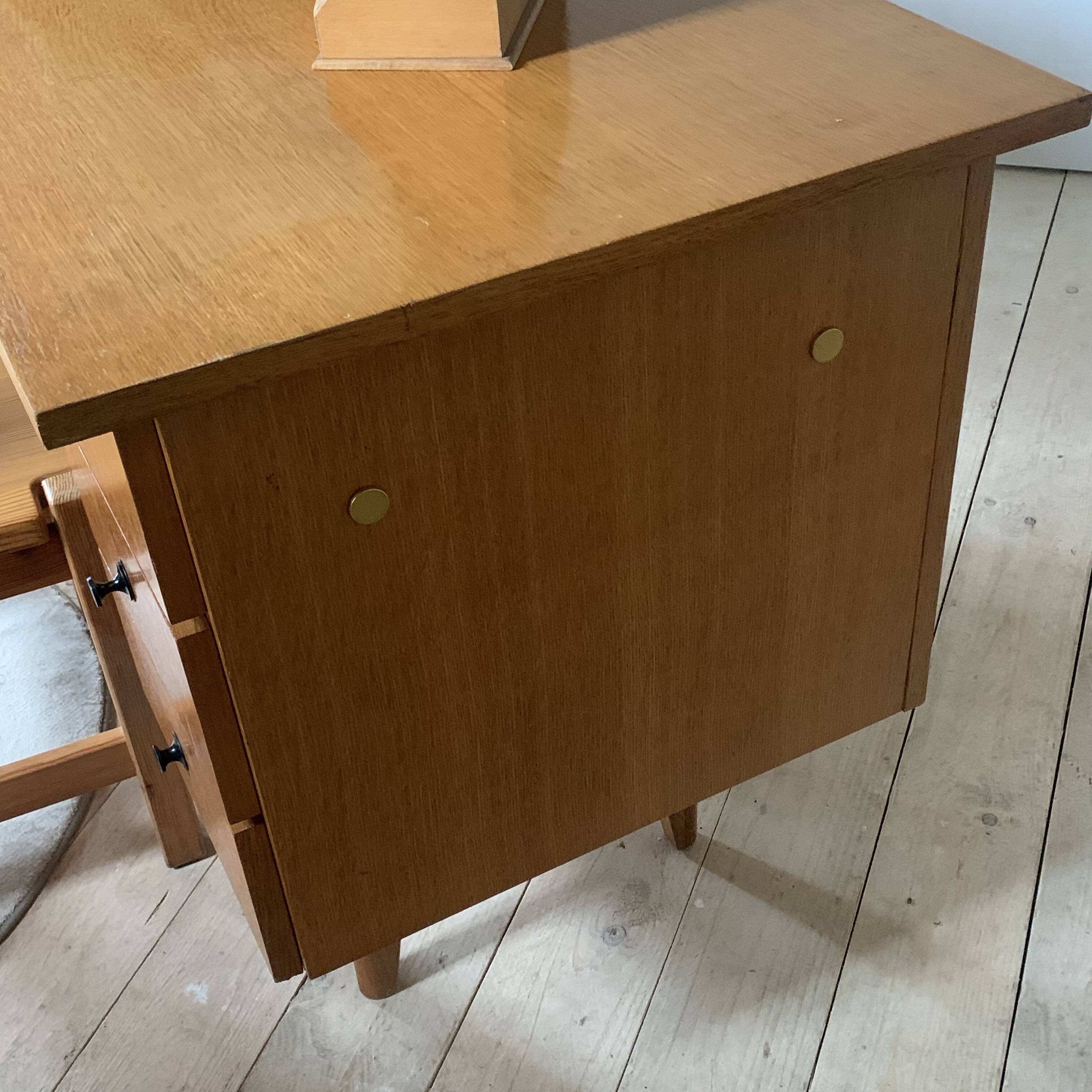 Vintage oak compass foot desk