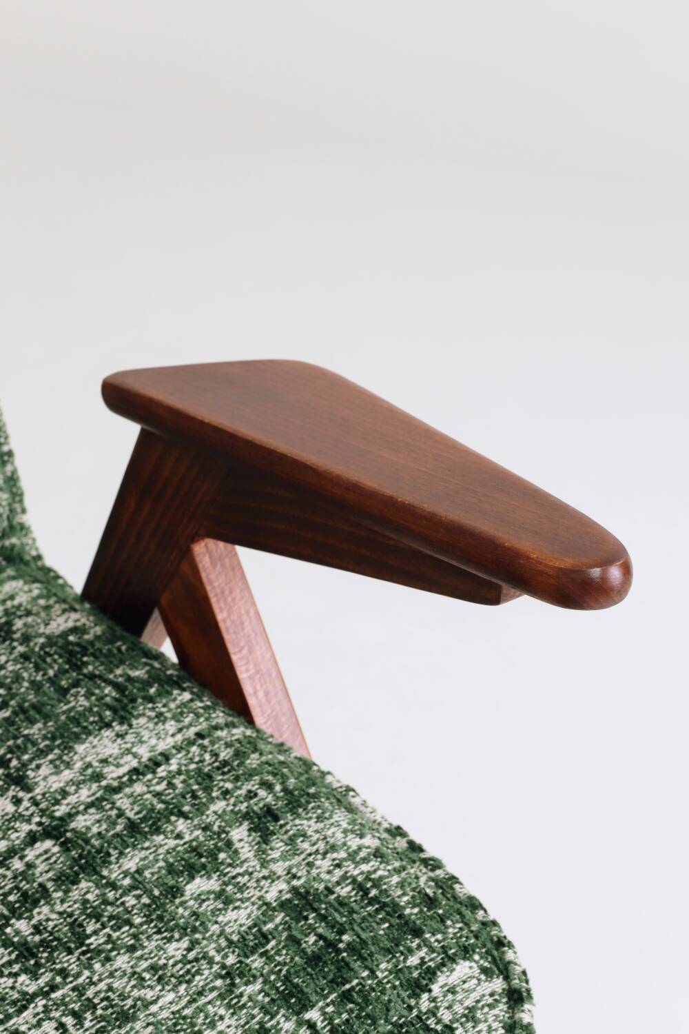 Fauteuil lounge scandinave vert, tissu d'ameublement bohème mélangé