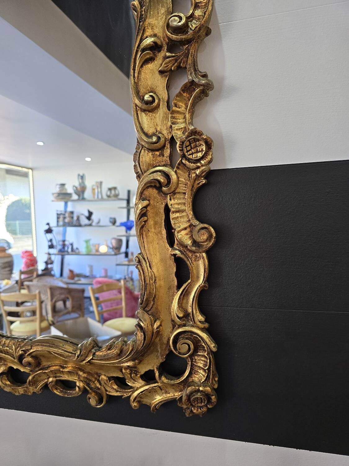 Large golden rocaille mirror