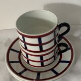 Pair of porcelain cups and cups Béarn HBCM Montereau
