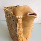 Rectangular ochre pitcher imitation wicker / vintage 60s-70s