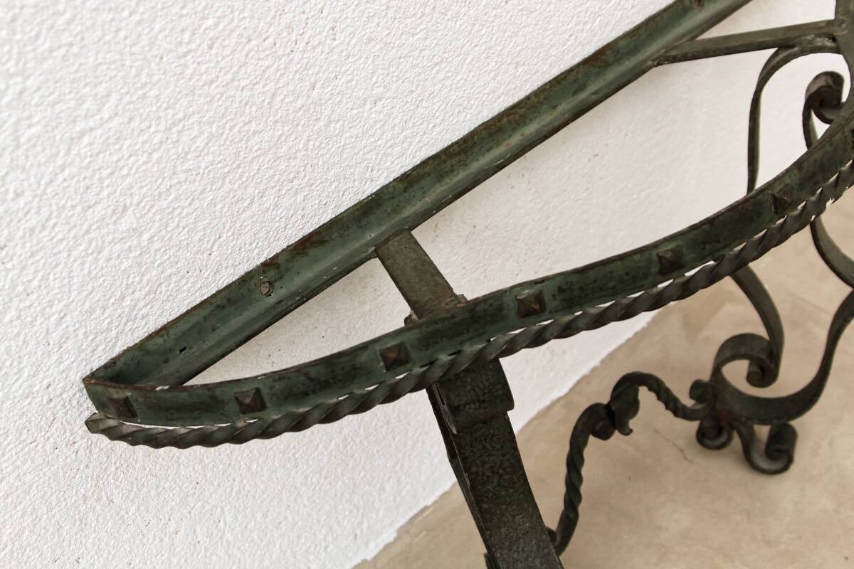 Console murale en fer forgé et marbre