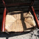 Old children's armchair in wood & straw