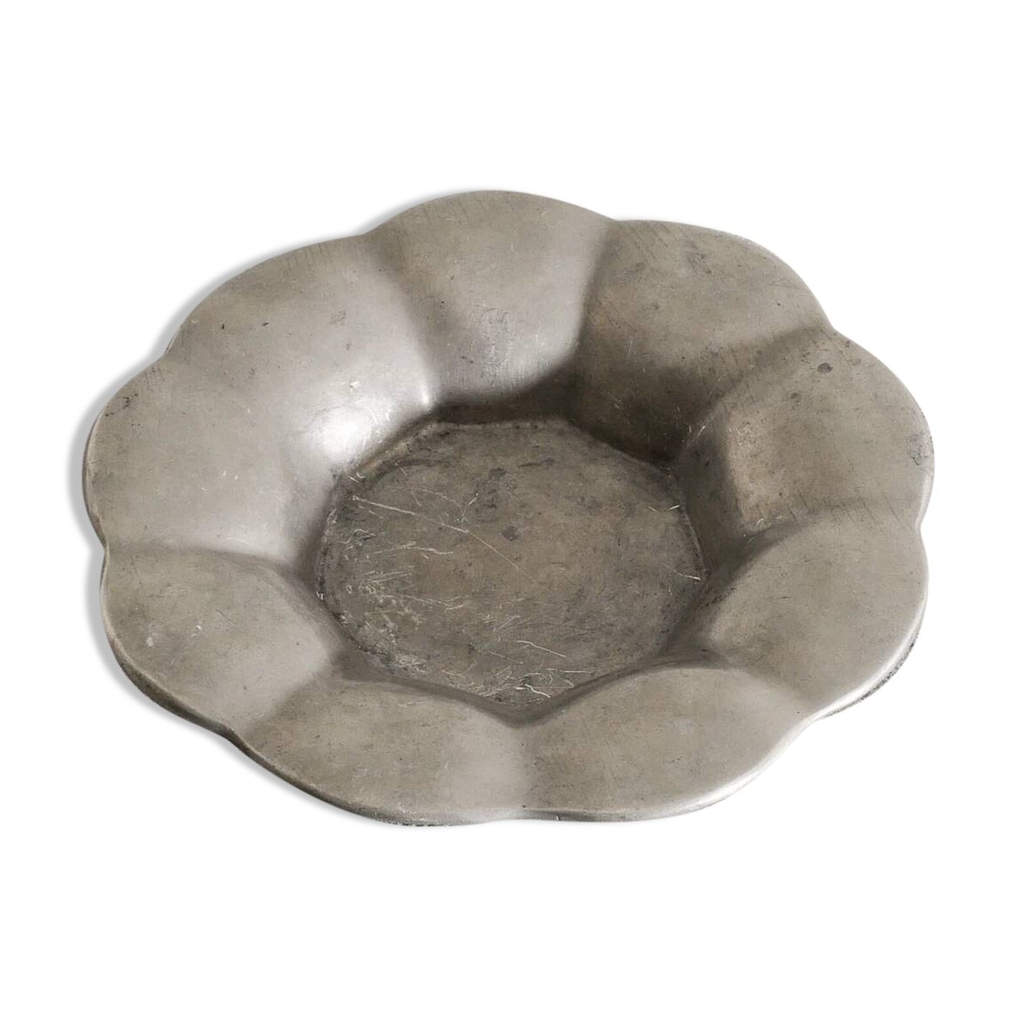 Vintage Swedish Modern Pewter Floral Dish by Estrid Ericson, 1920s