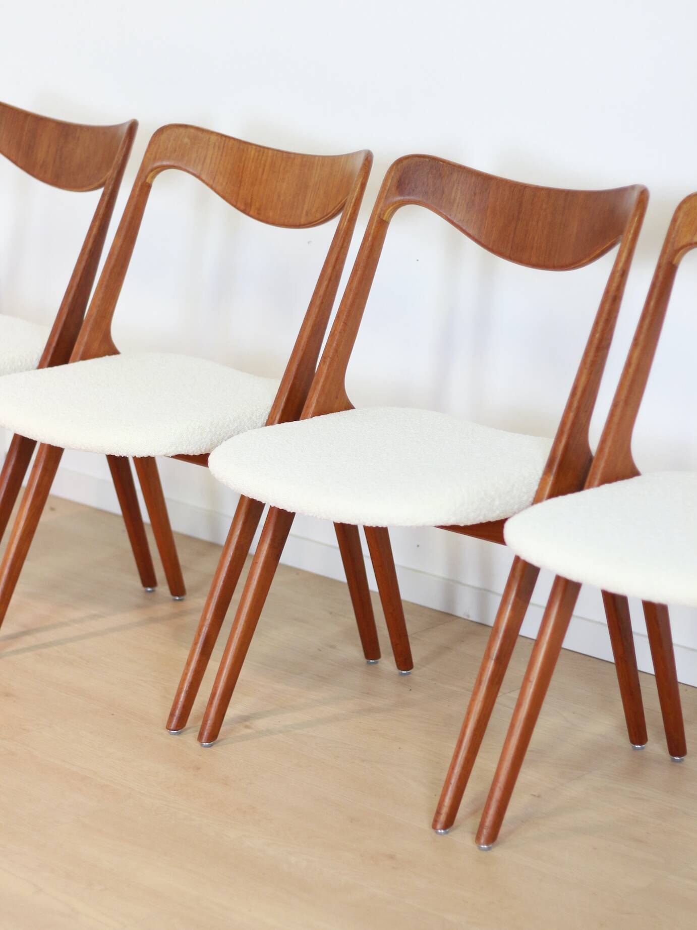 Set Bouclé diningchairs Albin Johansson and Sons