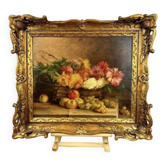 Peinture huile sur panneau nature morte