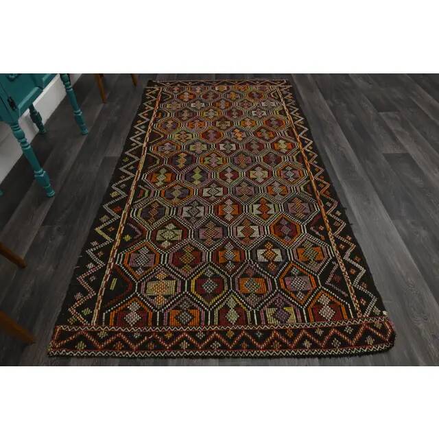 1970s Vintage Turkish Oushak Handmade Wool Cotton Brown Area Rug 144x260