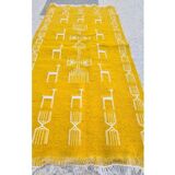 Tapis jaune et blanc fait main 72x128cm