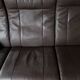 Scandinavian 3-seater teak and leather sofa