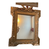 Old gilded mirror with pediment in faisseaux, Napoleon III