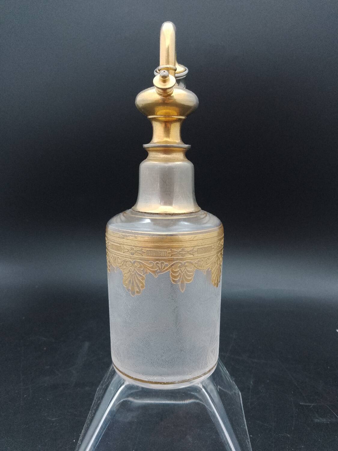 Saint louis baccarat spray in frosted crystal and gilding perfume bottle 1900