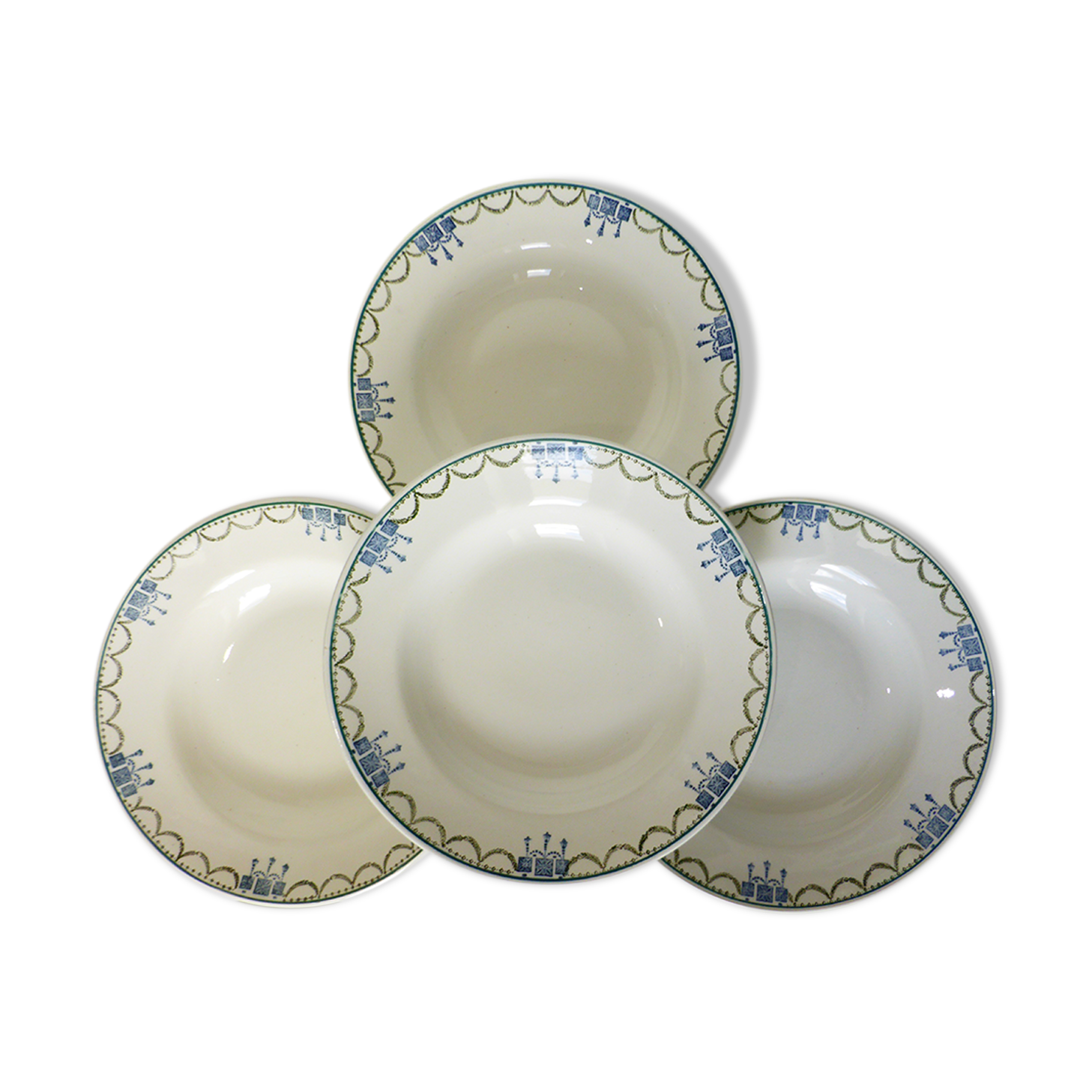 4 assiettes creuses vintage de St Amand 220628