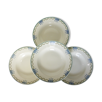 4 assiettes creuses vintage de St Amand 220628